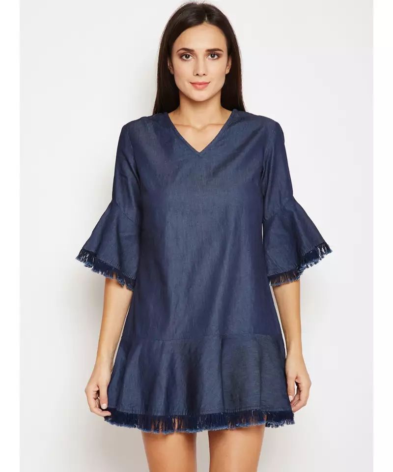 blue plain Cotton Dress