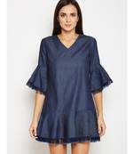 blue plain Cotton Dress
