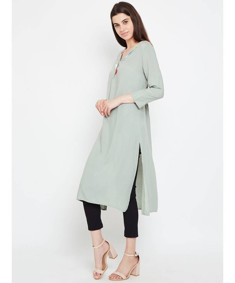 Grey plain Viscose Tunic