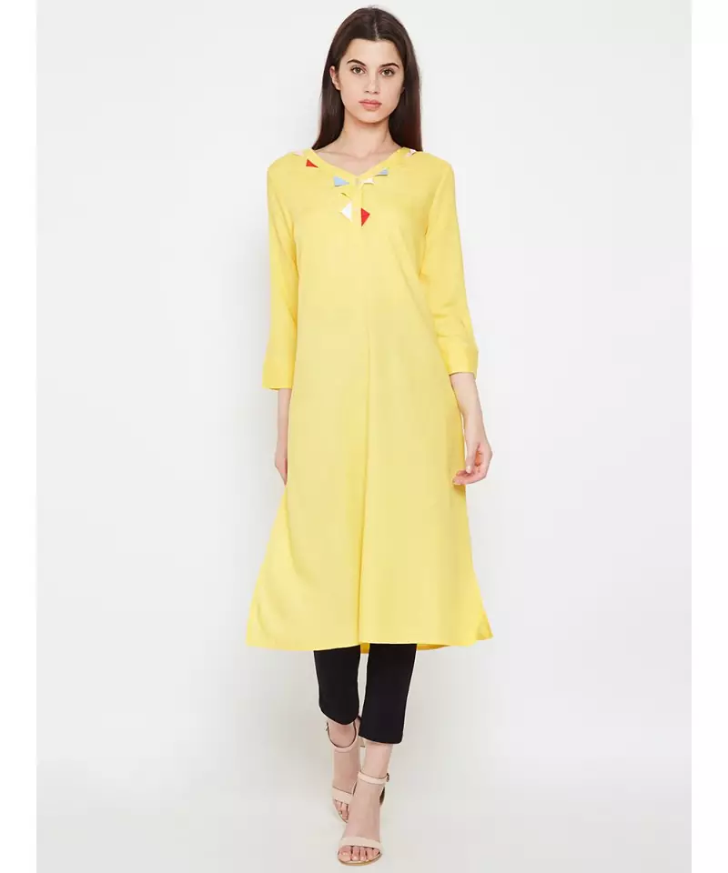 Yellow plain Viscose Tunic