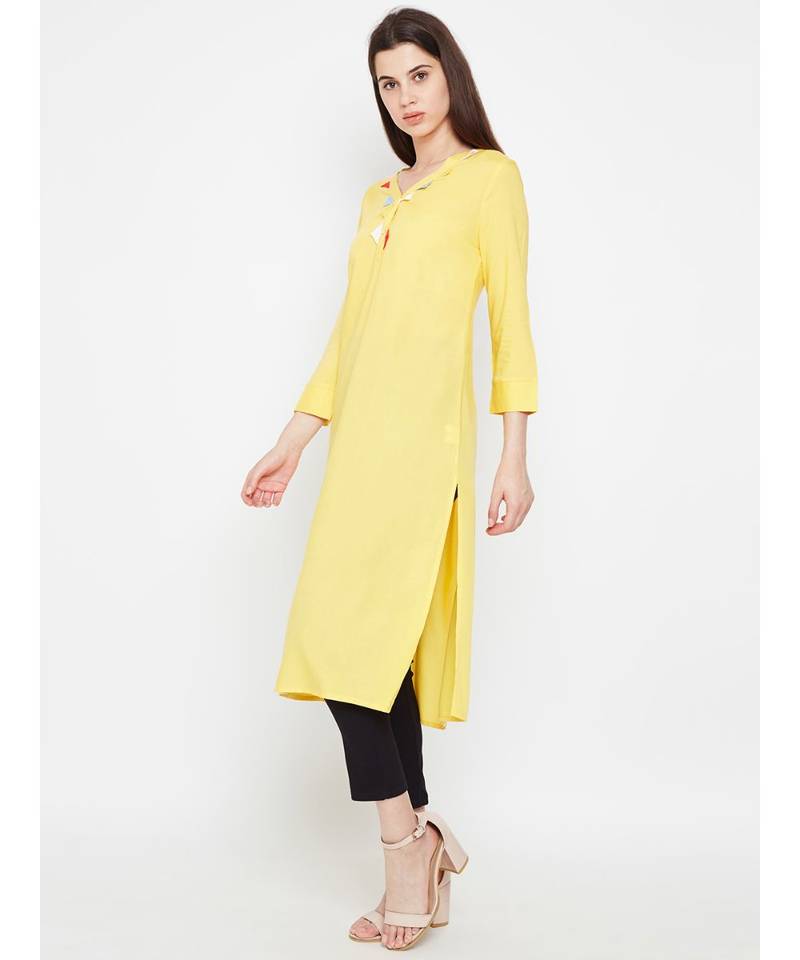 Yellow plain Viscose Tunic