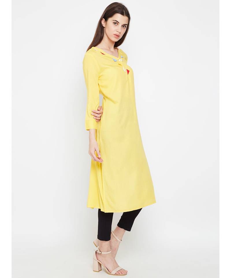 Yellow plain Viscose Tunic