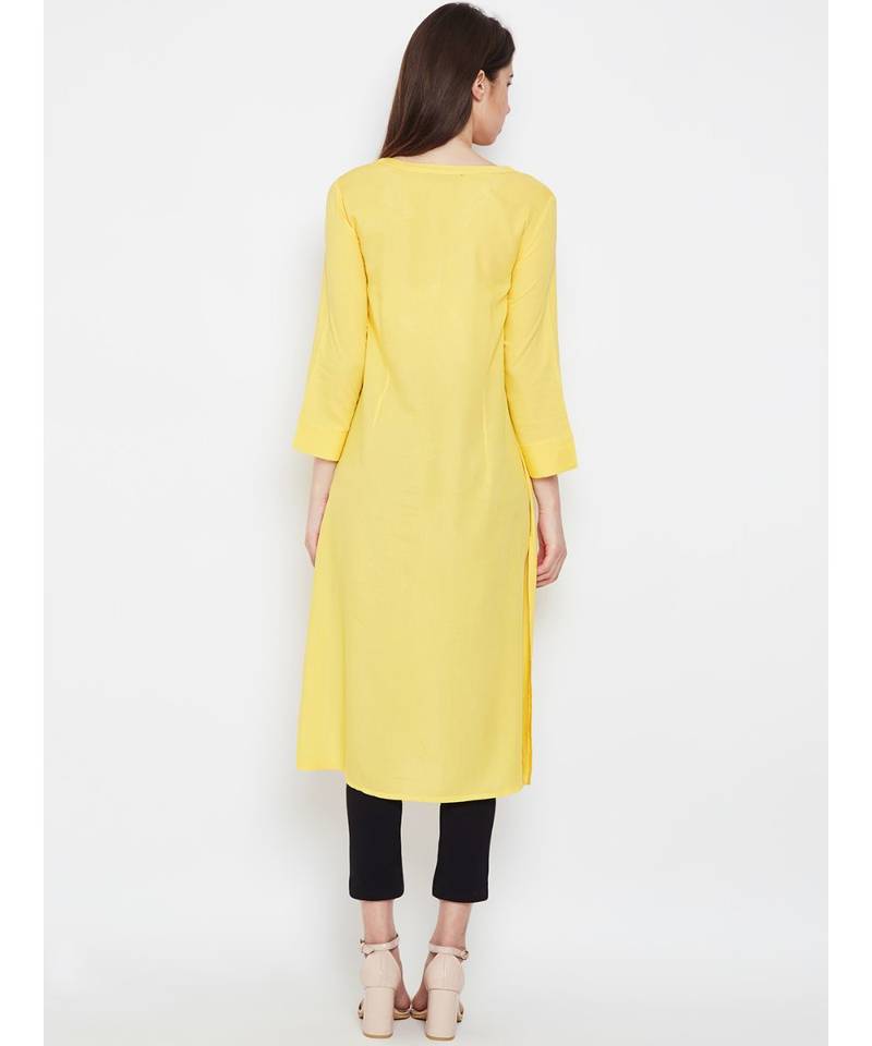 Yellow plain Viscose Tunic