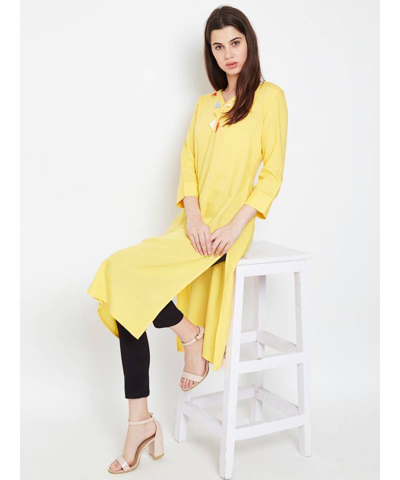 Yellow plain Viscose Tunic