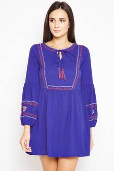 Purple plain Polyester Dress