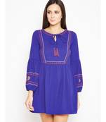Purple plain Polyester Dress