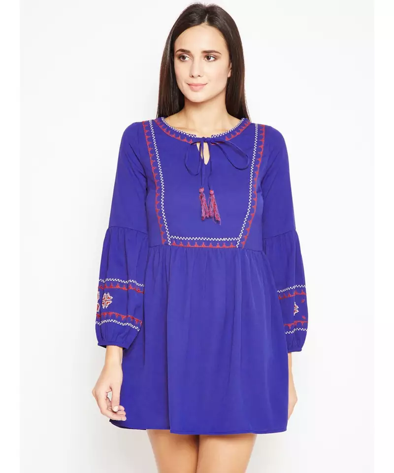 Purple plain Polyester Dress