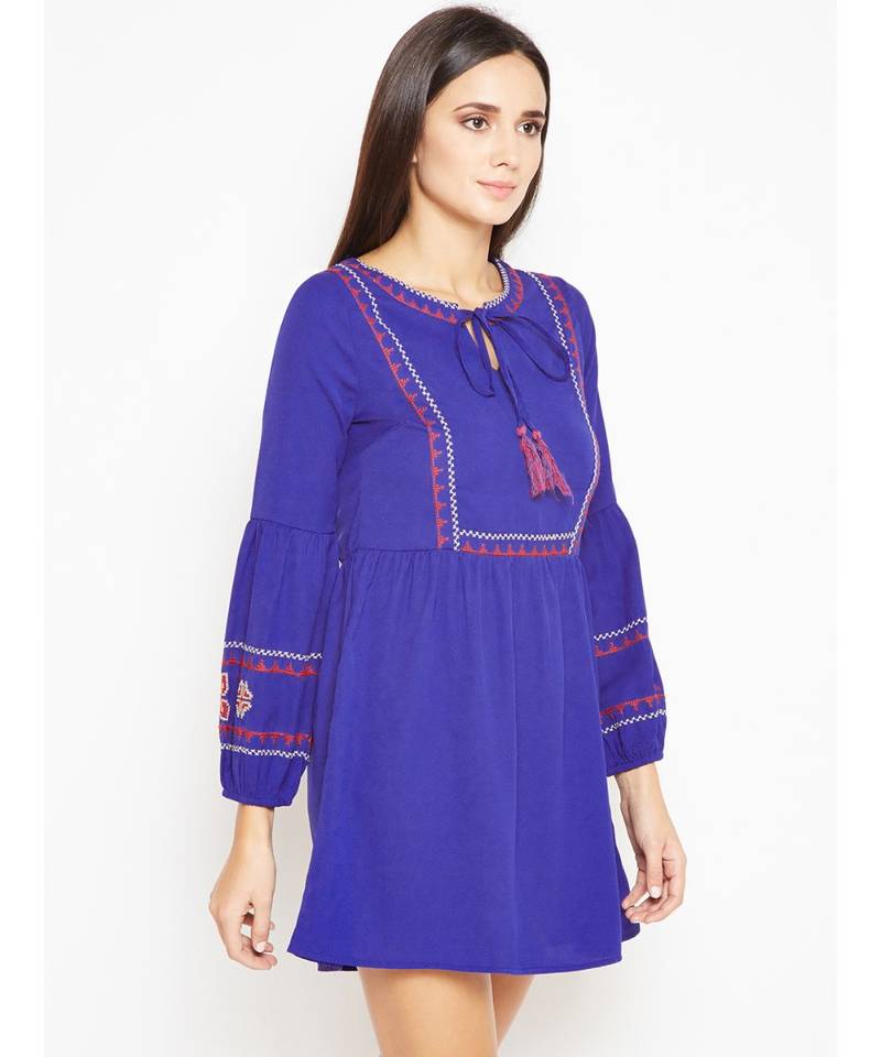 Purple plain Polyester Dress