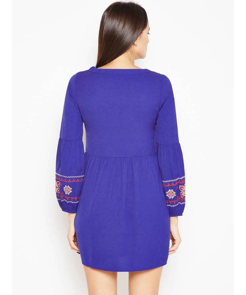 Purple plain Polyester Dress