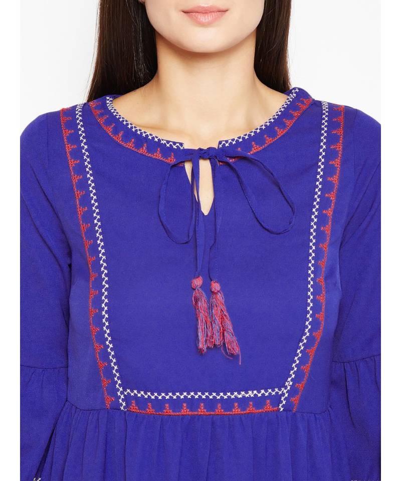 Purple plain Polyester Dress