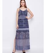 blue printed Polyester Dress