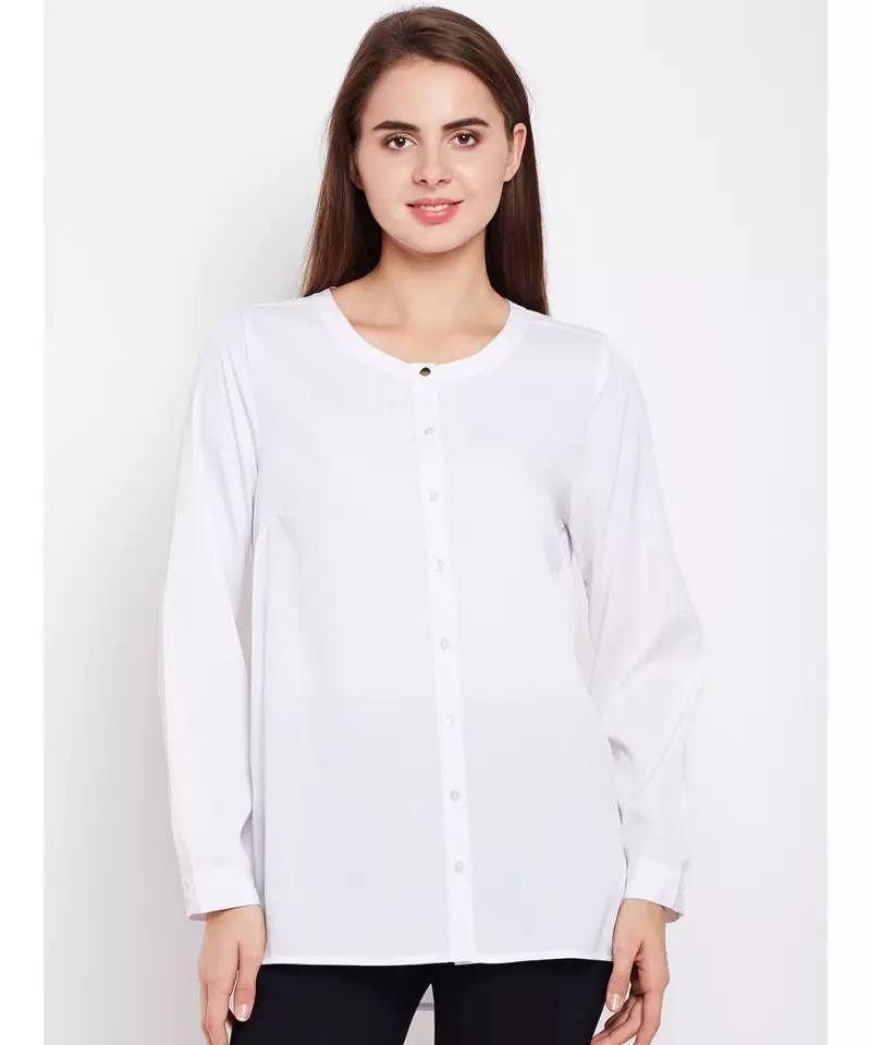 White plain POLYESTER Shirt
