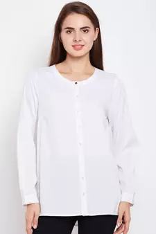 White plain POLYESTER Shirt