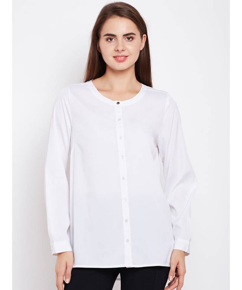 White plain POLYESTER Shirt