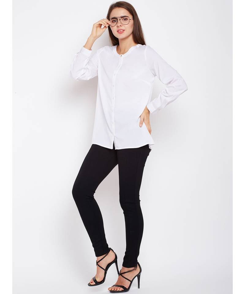 White plain POLYESTER Shirt