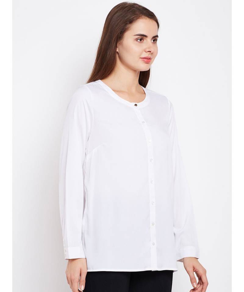 White plain POLYESTER Shirt