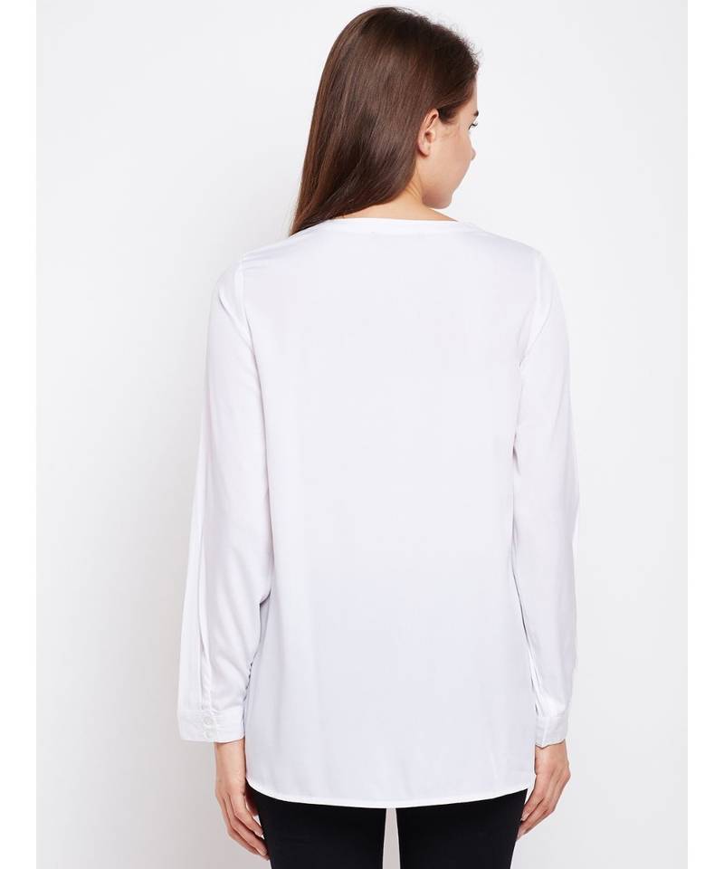 White plain POLYESTER Shirt