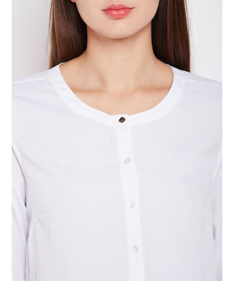 White plain POLYESTER Shirt