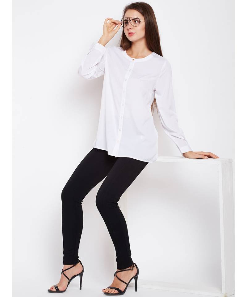 White plain POLYESTER Shirt