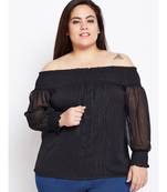 Black plain POLYESTER Top