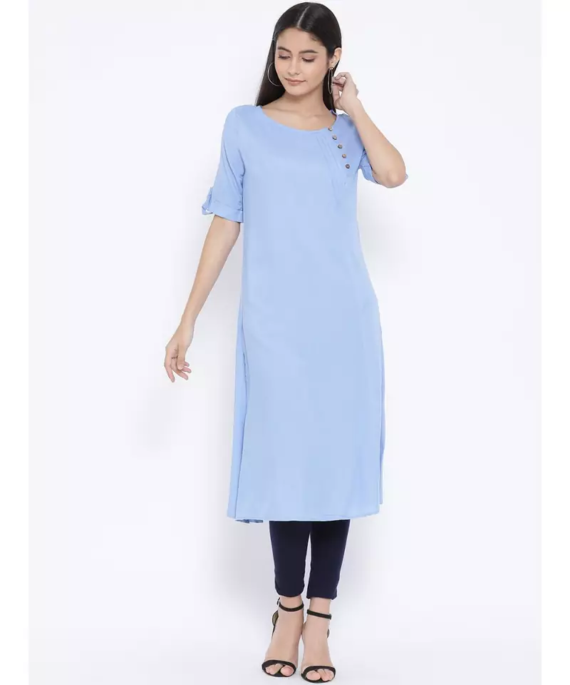 Blue plain Viscose Tunic