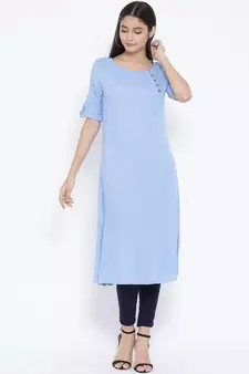 Blue plain Viscose Tunic