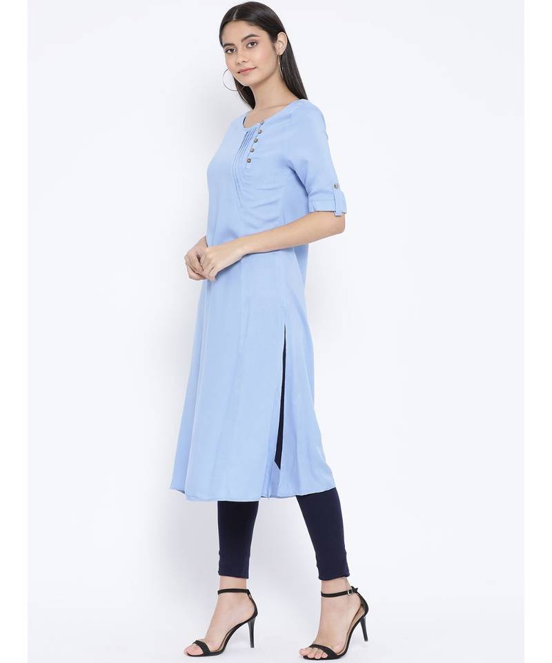 Blue plain Viscose Tunic