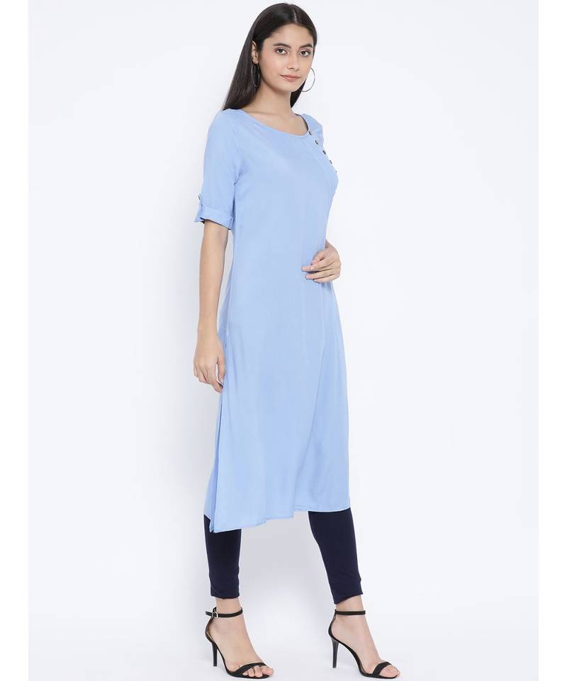 Blue plain Viscose Tunic