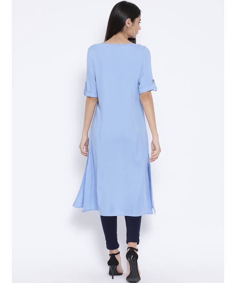 Blue plain Viscose Tunic