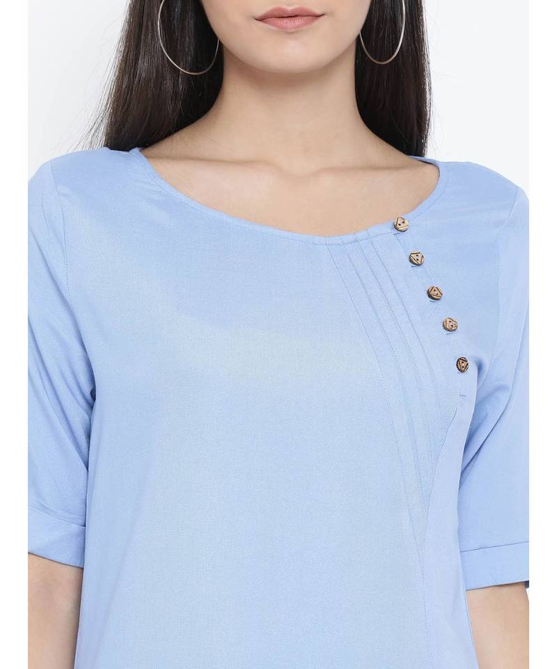 Blue plain Viscose Tunic