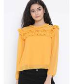 Yellow plain Polyester Top