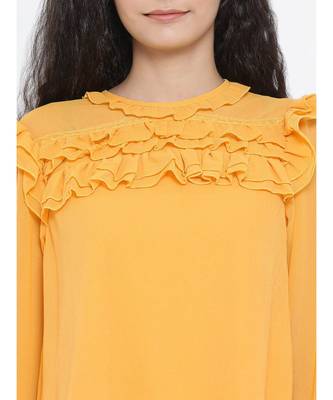 Yellow plain Polyester Top 5