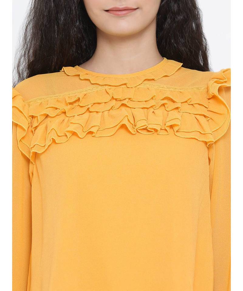Yellow plain Polyester Top
