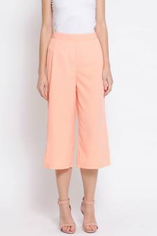 Peach plain Polyester Culottes