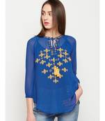 Teal plain POLYESTER Top