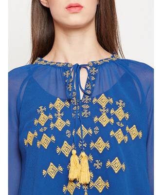 Teal plain POLYESTER Top 5