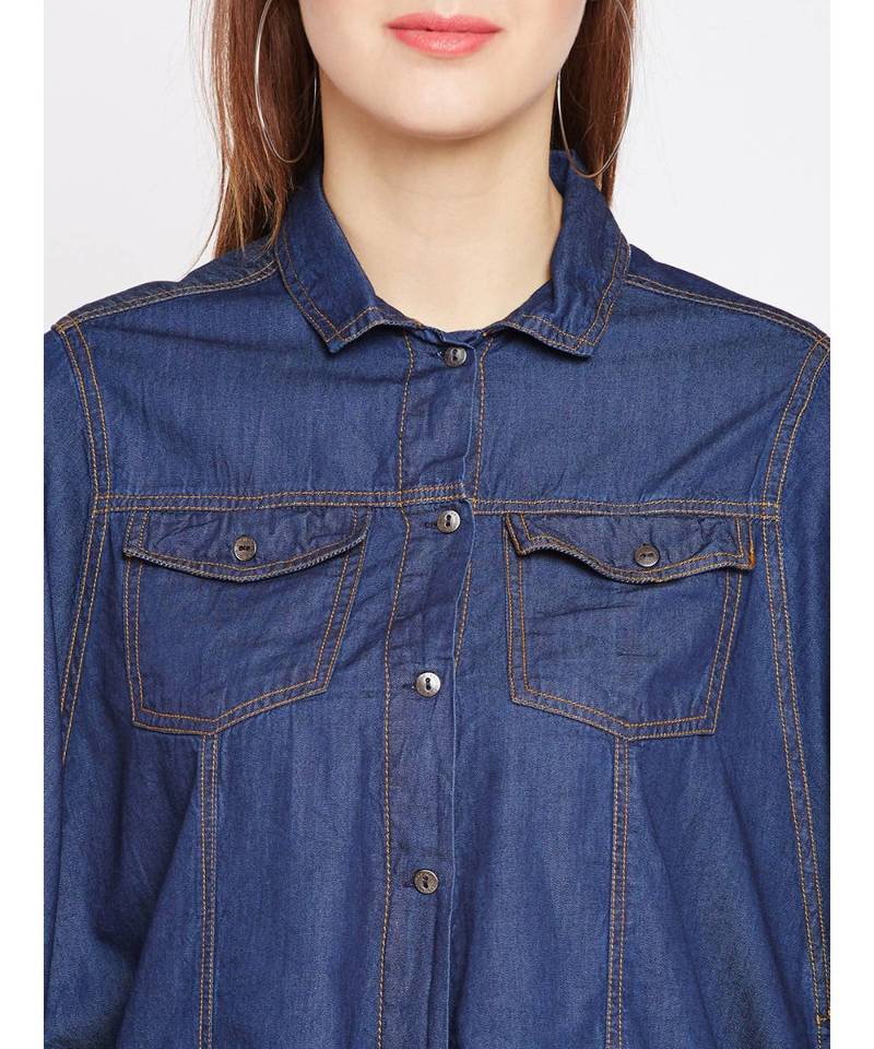 blue plain Cotton SHIRT