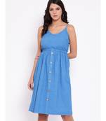 Blue plain Cotton Dress