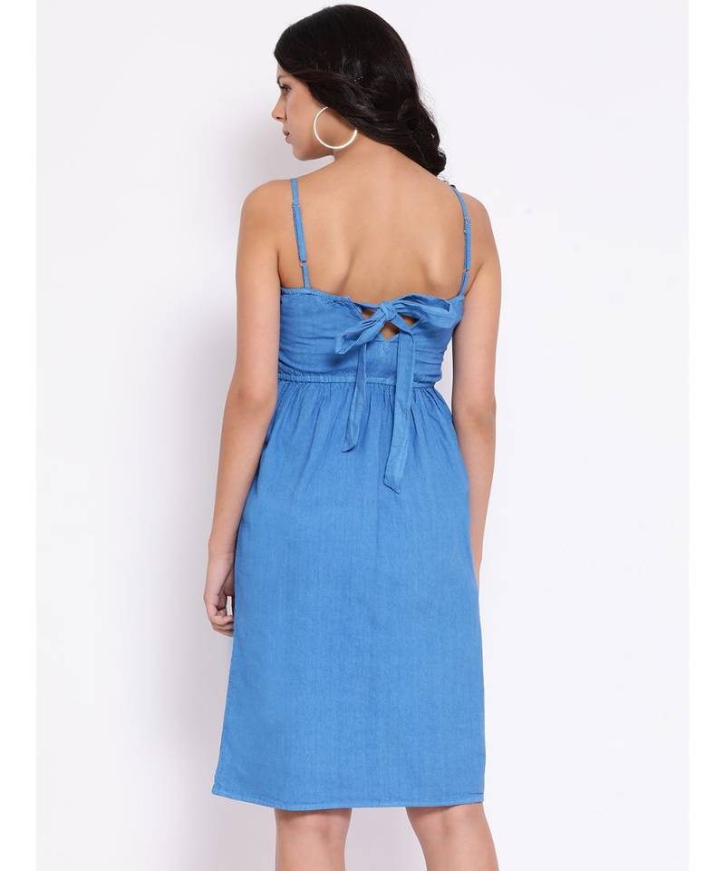 Blue plain Cotton Dress