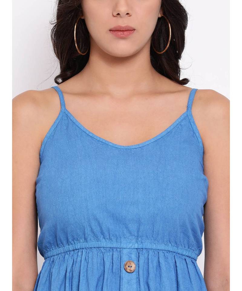 Blue plain Cotton Dress
