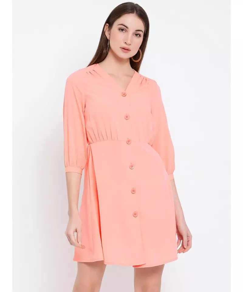 Multicolor plain Polyester Dress