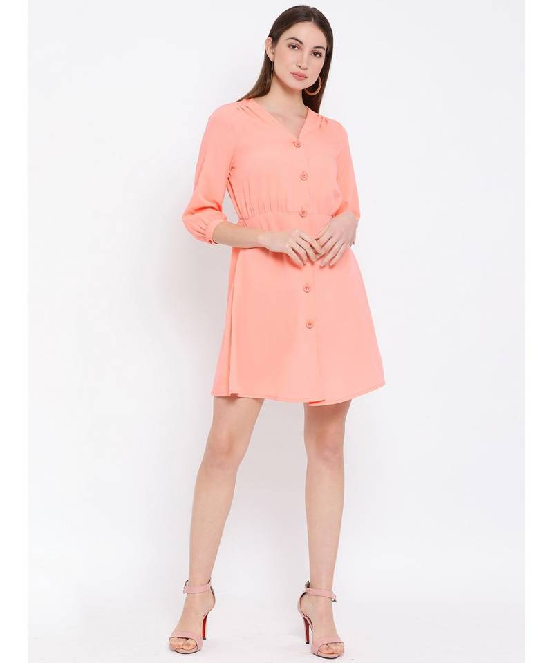 Multicolor plain Polyester Dress
