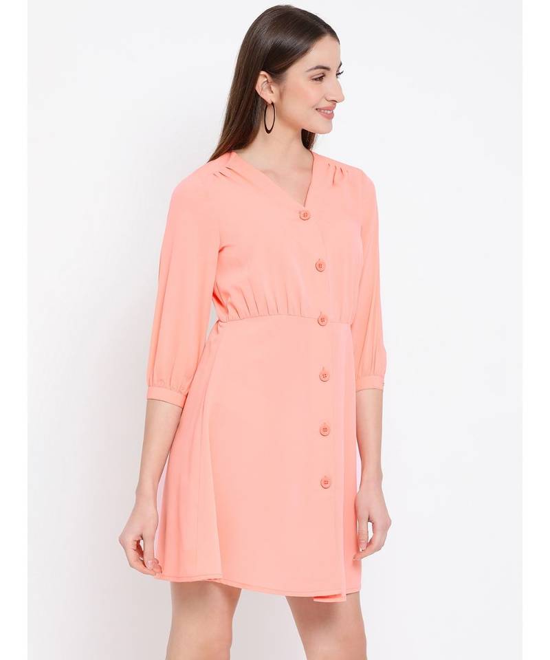 Multicolor plain Polyester Dress