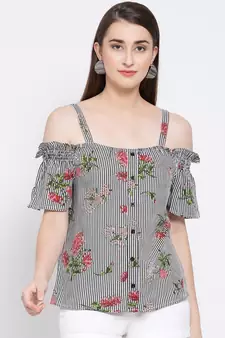 Grey printed VISCOSE Top