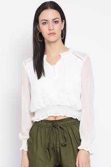 White plain Polyester Top