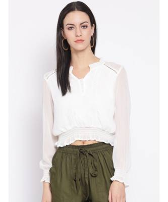 White plain Polyester Top 1