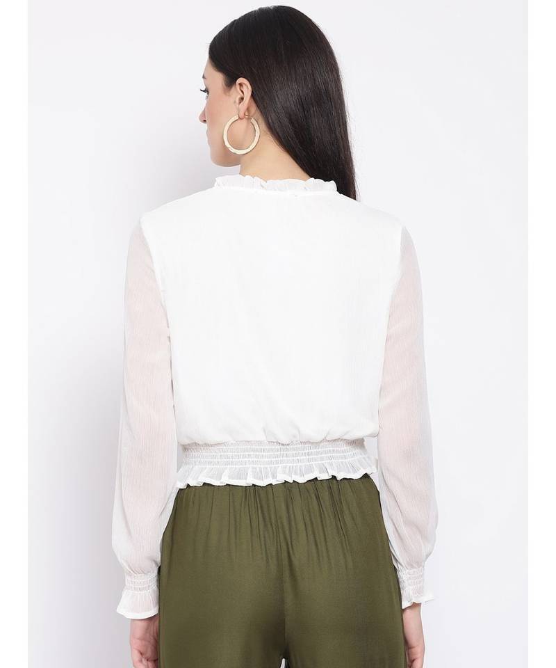 White plain Polyester Top