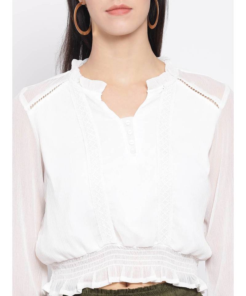 White plain Polyester Top