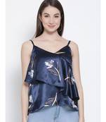 Blue printed Polyester Top