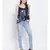 Blue printed Polyester Top